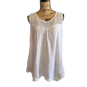 Style & Co Womens Casual Breathable Lightweight Eyelet Tank Top White Size XL